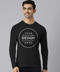 Black Customized Full Sleeve Men's Cotton T-Shirt